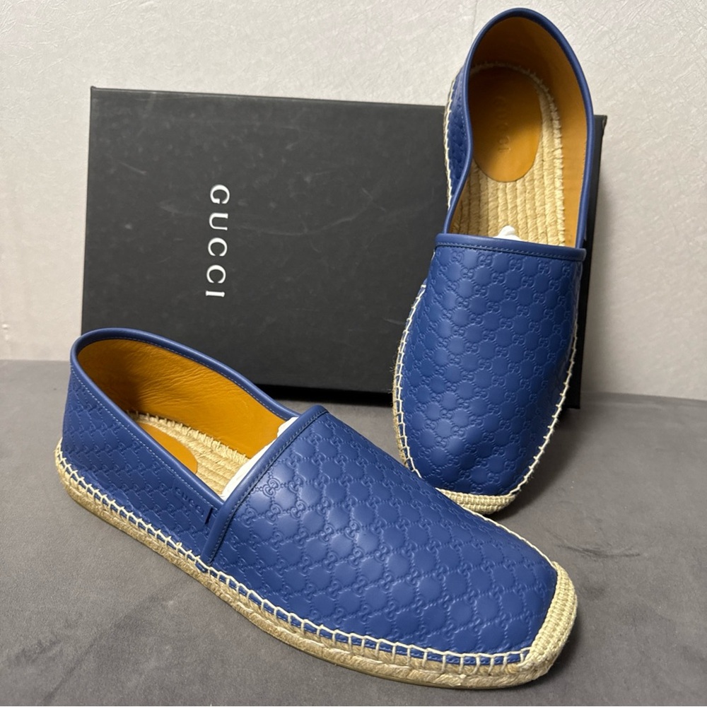 New Gucci  Microguccissima Mens Signature Leather Espadrilles Sz G11.  $895